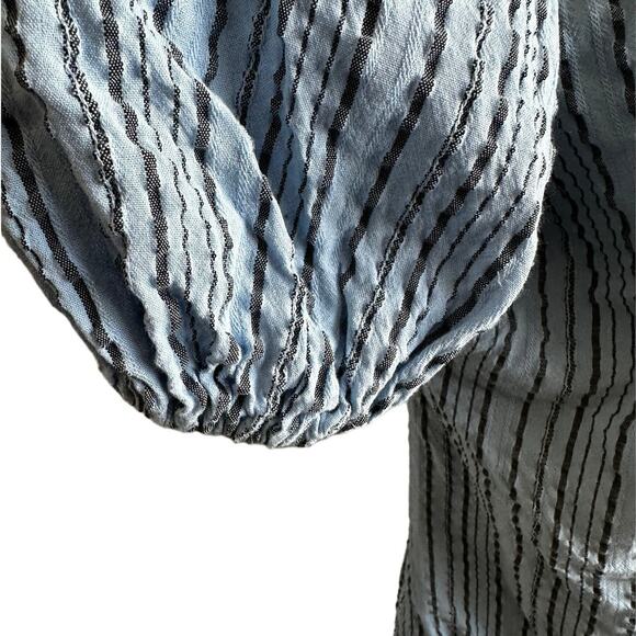 Free People Blue and Gray Stripped Oversized Blouse Sz XS - Picture 6 of 9